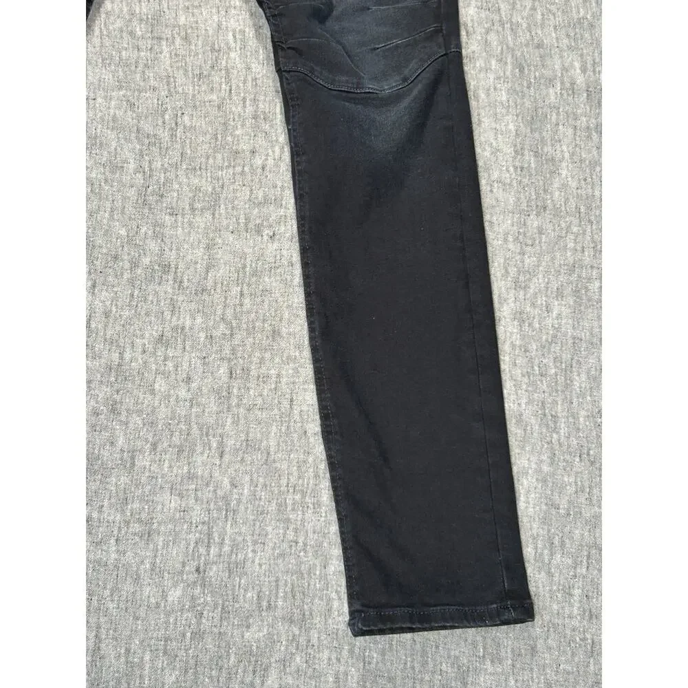 True Religion Rocco Moto Jeans Mens 28x34 Black Faded Relaxed Skinny Stretch